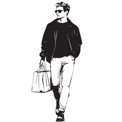 man with shopping bag
