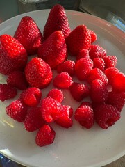 raspberries on a plate