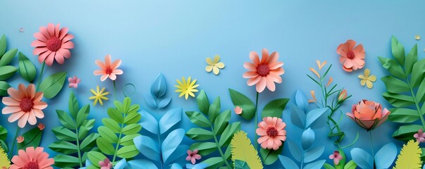 A blue background with a flowery border