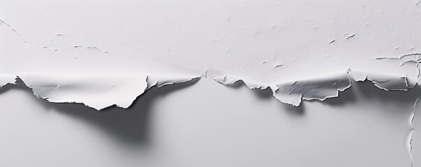 A white wall with a torn paper on it