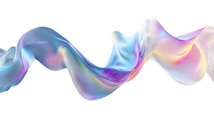 Wave Fluid Holographic Iridescent 3D Render, Blue Pink Purple Abstract Motion, Vibrant Glossy Swirl, Isolated on Transparent Background, Cutout