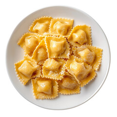 plate of agnolotti piemontesi on white background