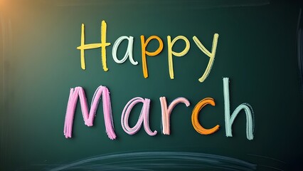 Obraz premium happy march written on a chalkboard