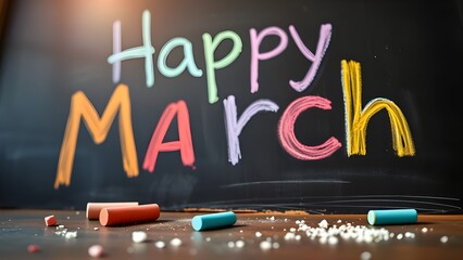 happy march written on a chalkboard