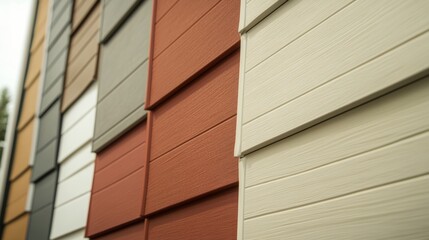 Different colors of vinyl siding showcased on a building exterior for home improvement projects