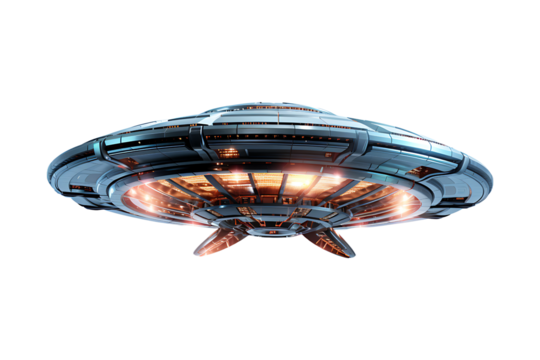 flying saucer in the sky isolated on transparent background
