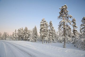 View of the road near Kiilopaa, Finland