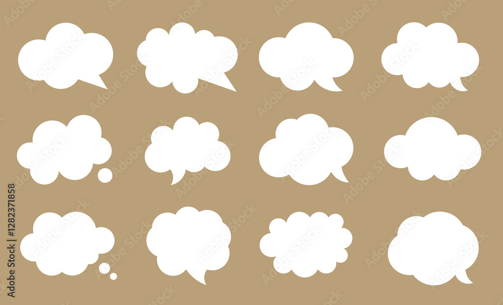 Poster set of vector speech bubble labels. retro color special offer design elements, chat emblems for capt