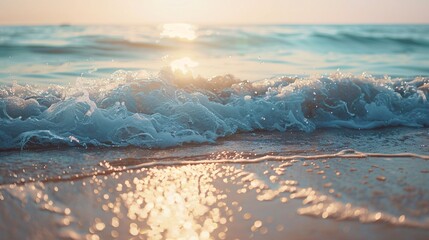 Naklejka premium The ocean is blue and the sun is shining on the water