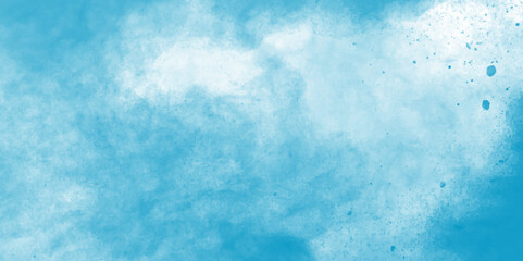	
Blue sky with white clouds Abstract nature background of romantic summer. Sunny sky blue light watercolor aquarelle painting brush effect. Fantastic fuzzy and puffy blue sky for design.