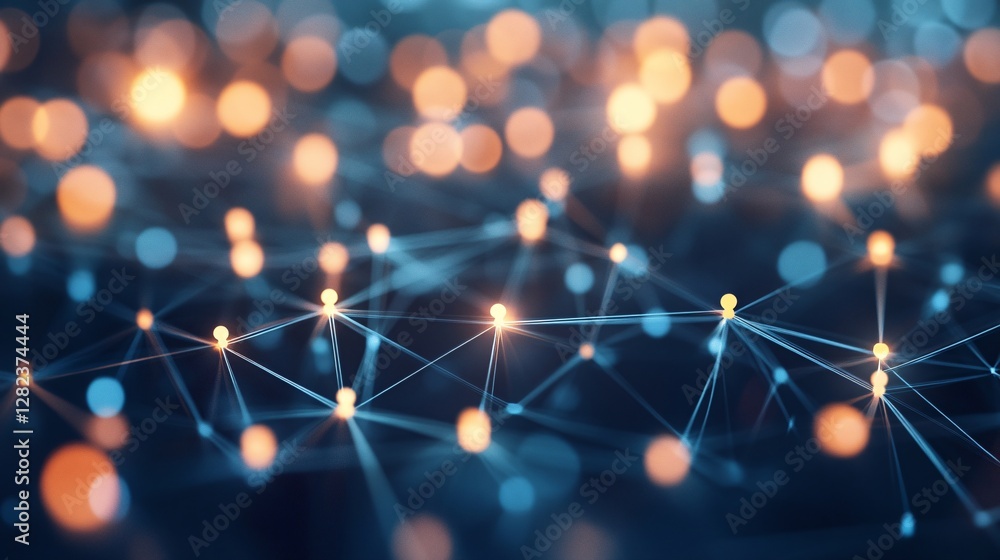 Poster Network connections showing data transfer and information flowing