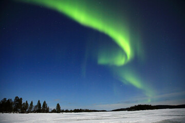 Aurora Borealis seen at lake Inari, Northern Finland
