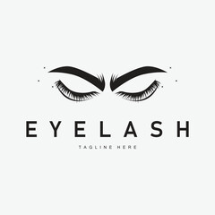 simple black silhouette design eyelash logo decoration beautify the face with a template concept for salon, spa, cosmetic shop or other business
