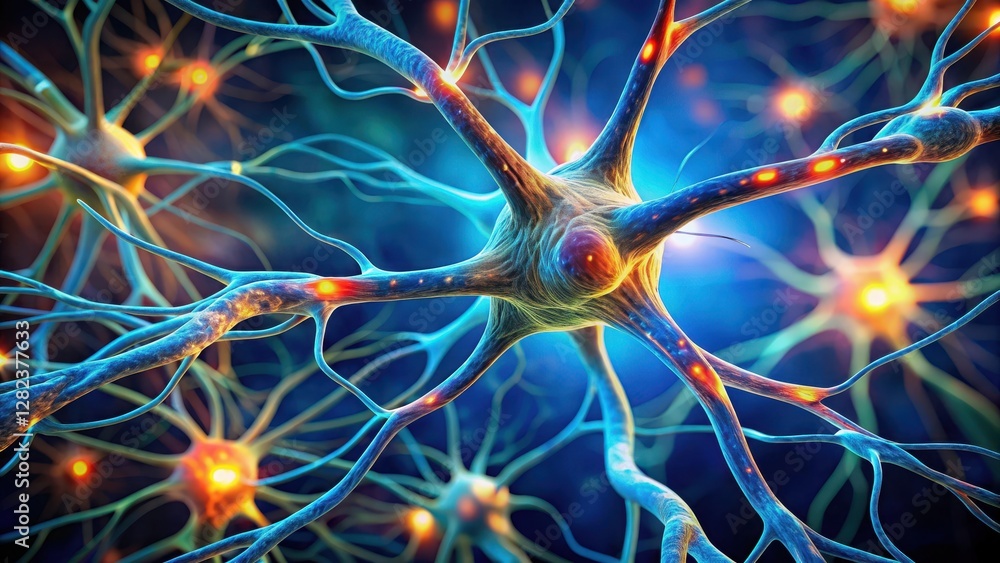 Wall mural nerve fibers extending from motor neuron branches out into muscle fibers