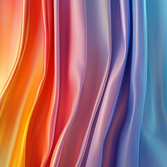 Obraz premium An abstract digital art piece with colorful, glossy swirls transitioning from warm to cool colors, creating a gradient effect The fluid and dynamic style suggests motion or blending - AI-Generated