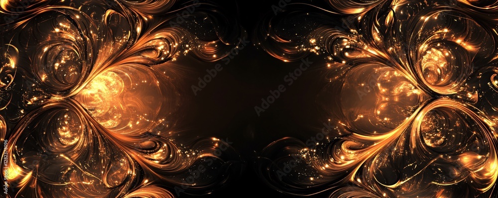 Aufkleber Golden fractal swirls creating a luxurious and elegant frame