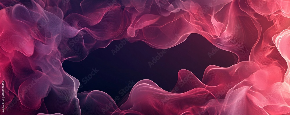Poster abstract pink and purple smoke creating a dynamic frame on a dark background