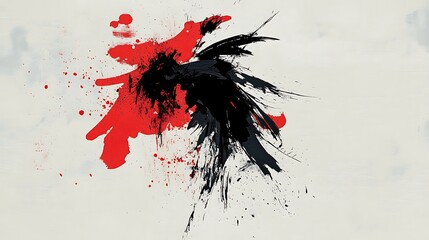 Abstract Red Black Ink Splashes Artistic Expression