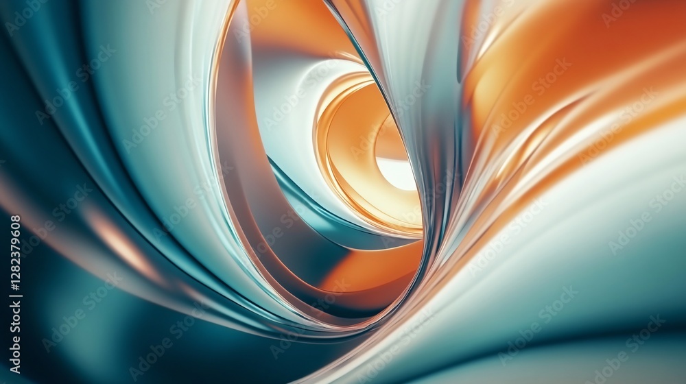 Poster abstract orange and teal swirls creating a mesmerizing vortex