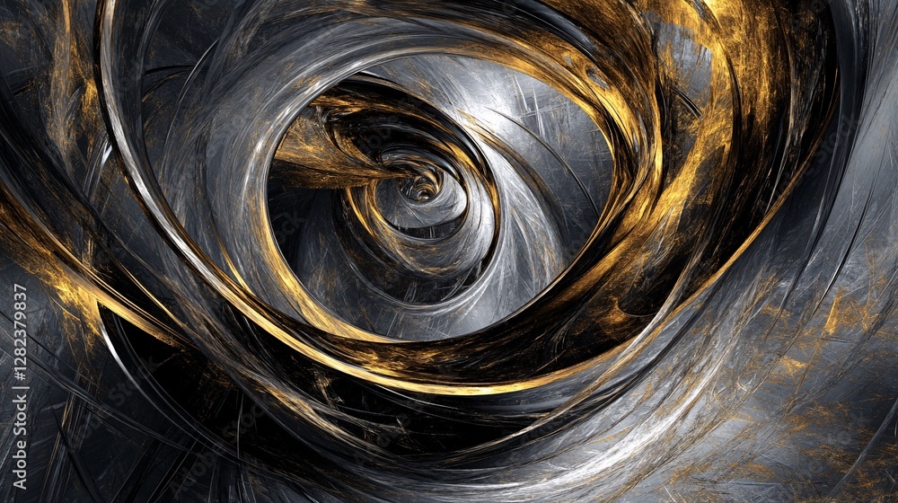 Poster golden and silver swirls creating a mesmerizing vortex