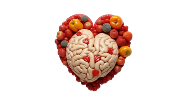 Food brain and heart on white isolated on transparent background