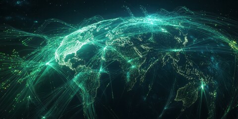 Glowing Global Network Data Visualization