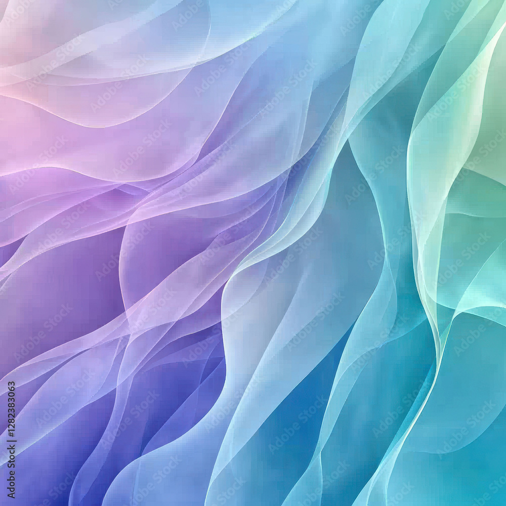 Aufkleber digital art piece with flowing, wavy patterns in dark to light purples and blues, suggesting movemen