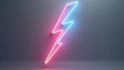 Neon lightning bolt sign, vibrant energy, tech startup or modern design