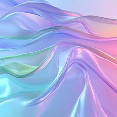 Fototapeta premium An abstract art piece showcasing fluid, wavy lines in pastel shades of pink, blue, purple, and green, creating a dreamy, ethereal atmosphere The minimalist modern artwork emphasizes fl - AI-Generated