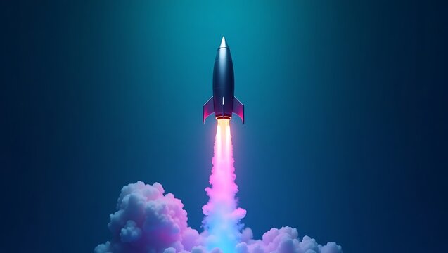 Sleek rocket blasting upwards - symbolizing innovation - for technology blog