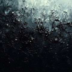 Fototapeta premium Close-up image of a dark, abstract artwork with contrasting shades and visible brushstrokes or splatters The style suggests oil painting without a specific subject matter - AI-Generated