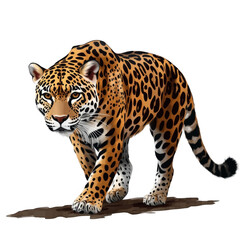 Naklejka premium Majestic Leopard Walking Through a Natural Environment Illustration