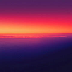 A panoramic, tranquil ocean sunrise sunset scene with a wide-angle shot showcasing a sky of pink, orange, yellow, and deep blue hues mirrored on the calm water surface The image convey - AI-Generated