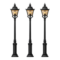 Elegant Vintage Street Lamps with Warm Light for Urban Scenes