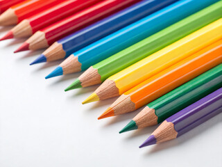 Naklejka premium colored pencils on white background. pencil, color, drawing, art, pencils, school, colored, education, crayon, draw, colorful, wood, colour, rainbow, colors, group, pen, yellow, equipment, object, gre