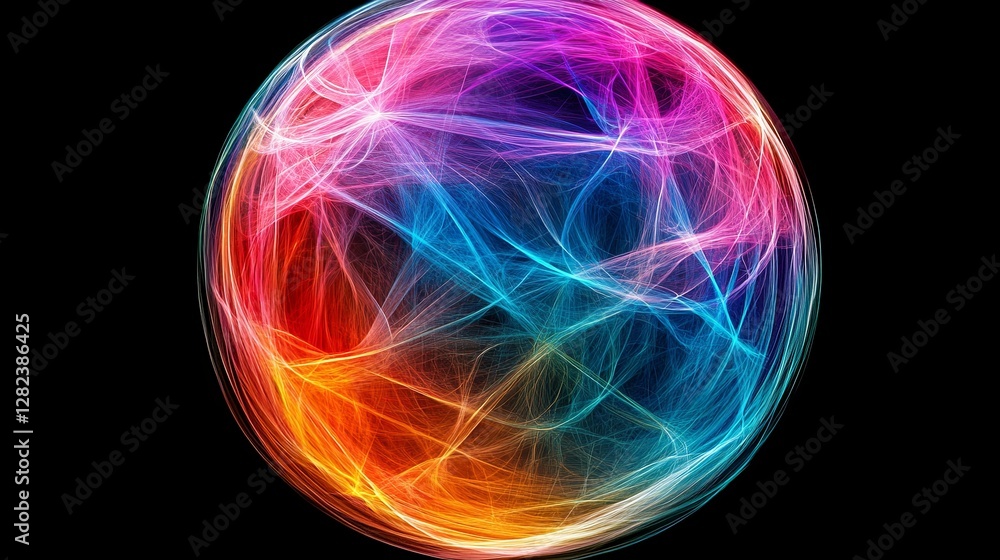 Aufkleber colorful abstract sphere with dynamic light patterns in vibrant hues