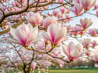 Obraz premium pink magnolia flowers. flower, pink, magnolia, spring, flowers, nature, plant, tree, blossom, bloom, beauty, garden, flora, white, blooming, branch, closeup, purple, lily, petal, summer, petals, macro