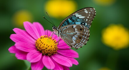 Obraz premium High-resolution macro shot of a butterfly resting on a blooming flower