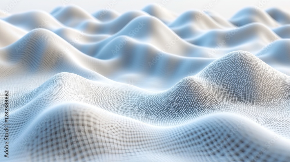 Poster abstract representation of undulating waves with a soft light effect and a calming color palette