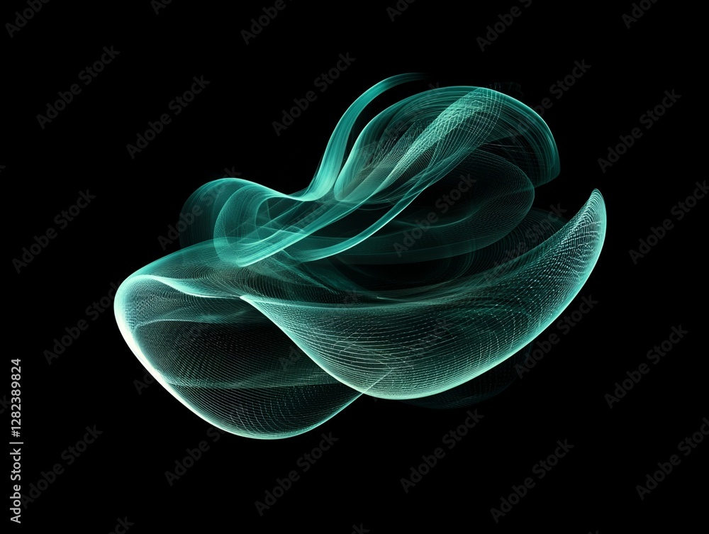 Poster abstract light wave composition: a dance of fluid forms and light on a dark background