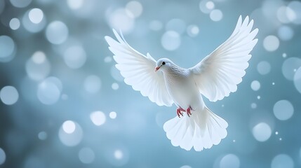 Fototapeta premium Animated image of white dove flapping its wings