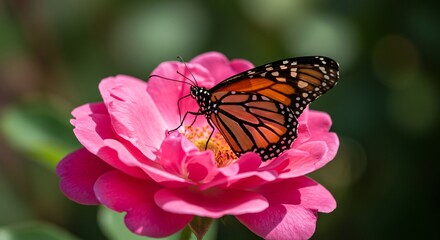 High-resolution macro shot of a butterfly resting on a blooming flower