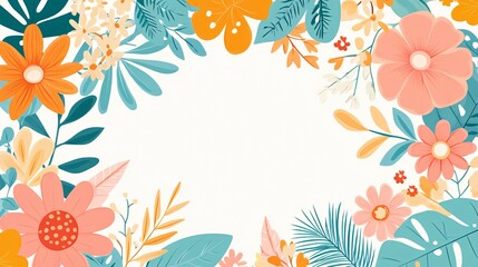 Obraz premium Colorful floral arrangement with leaves and flowers in artistic design