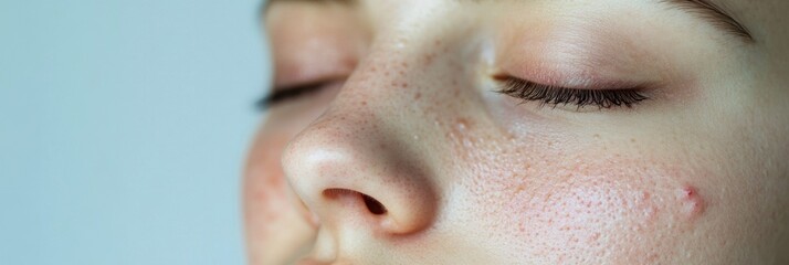 Fototapeta premium Comparison of acne prone skin and flawless radiant skin in dermatological study. Generative AI