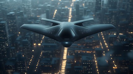 black stealth airplane night scene