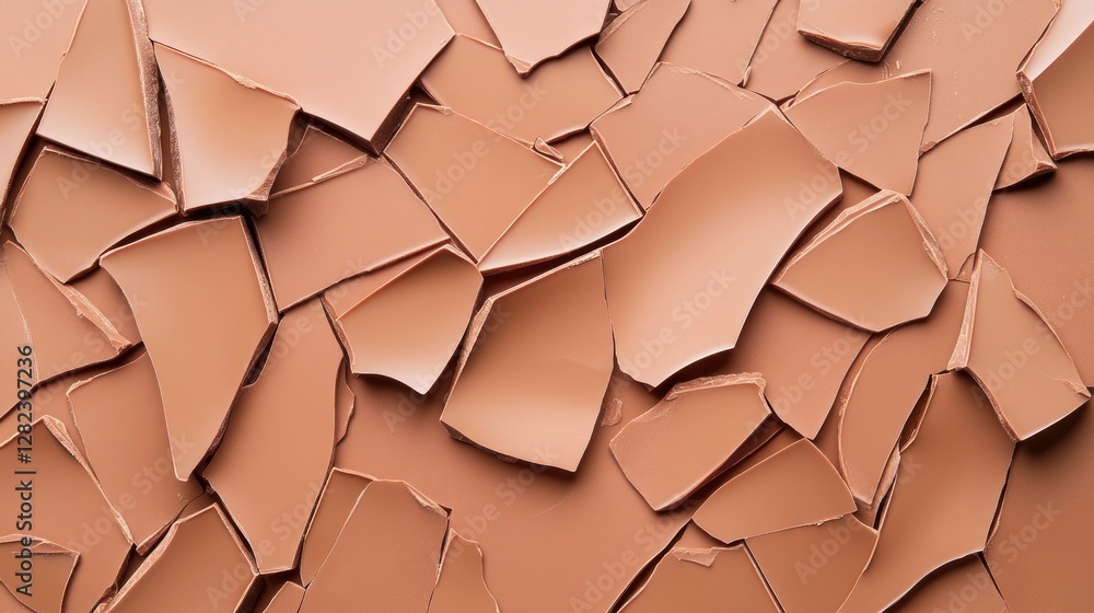 Poster rich brown broken chocolate pieces create a textured backdrop offering ample copy space for presenta