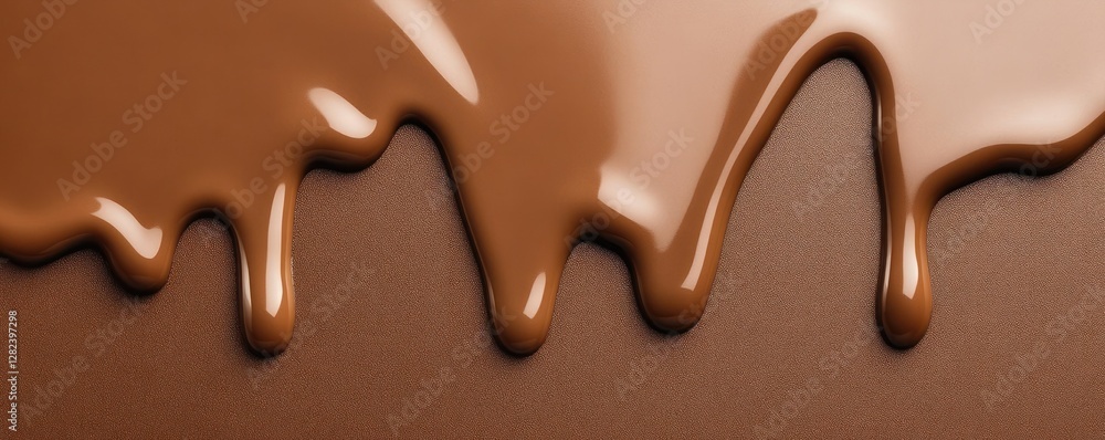 Poster a rich chocolate drip texture flows down a smooth brown surface creating a warm and inviting visual.