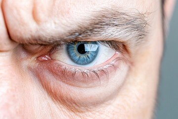 Obraz premium Intense close up of a man s eye showcasing anger and strong emotions