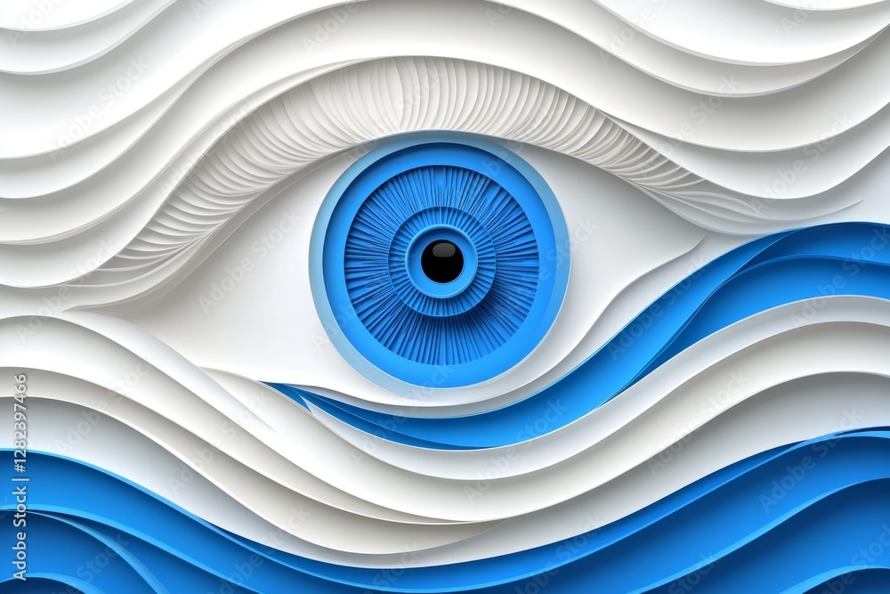 Poster intricate paper art depiction of big data technology and cyber security concepts in a modern abstrac