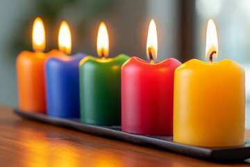 Kwanzaa holiday concept with traditional colorful candles Neural network generated in May 2023 Not based on any actual person, scene or pattern